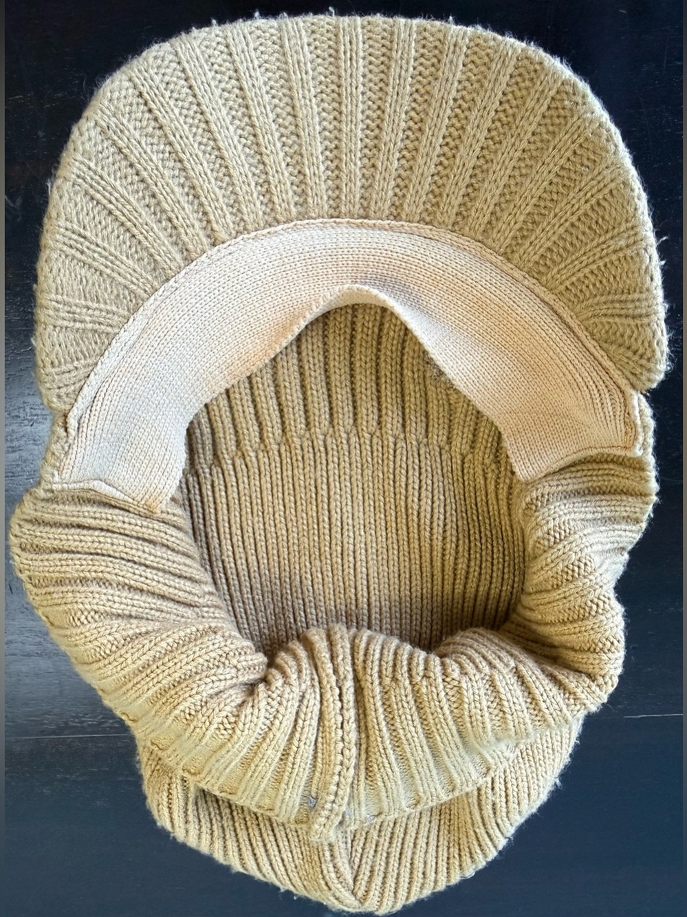 🧢 Timberland Ribbed Knit Visor Beanie Hat – Wheat Tonal Logo Rare Style - Picture 10 of 10